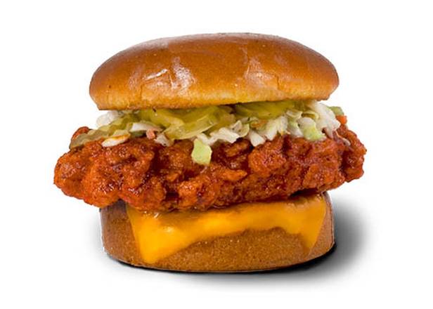 Order Hot Chicken Tender Sandwich with Cheese food online from Trailer Birds store, Colorado Springs on bringmethat.com