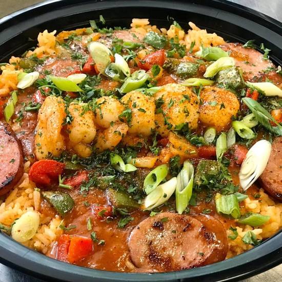 Order Shrimp & Sausage Jambalaya food online from Marco's Pepper Grill store, Houston on bringmethat.com