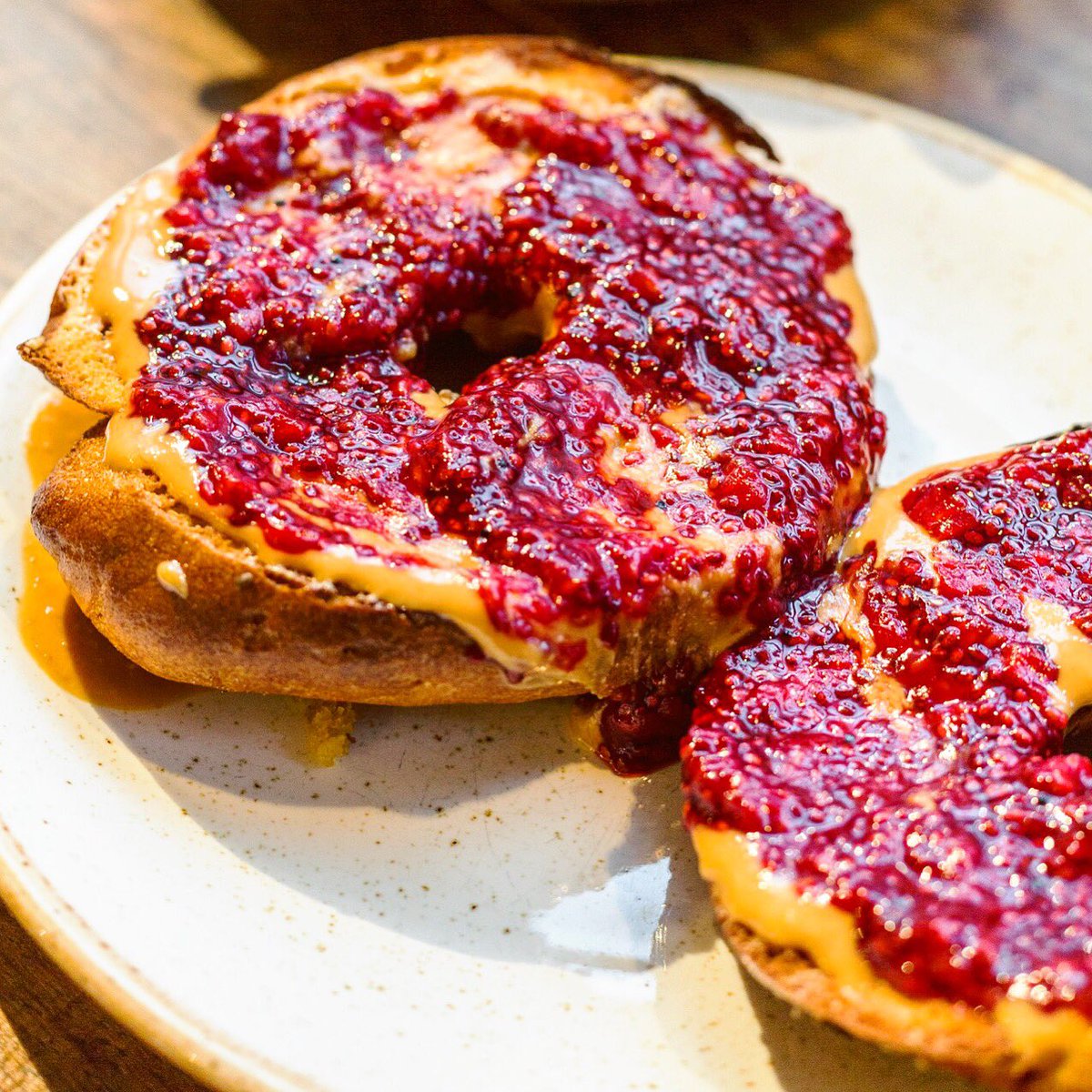 Order Bagel with Peanut Butter and Jelly food online from Cafe Deli-Cious store, New York on bringmethat.com