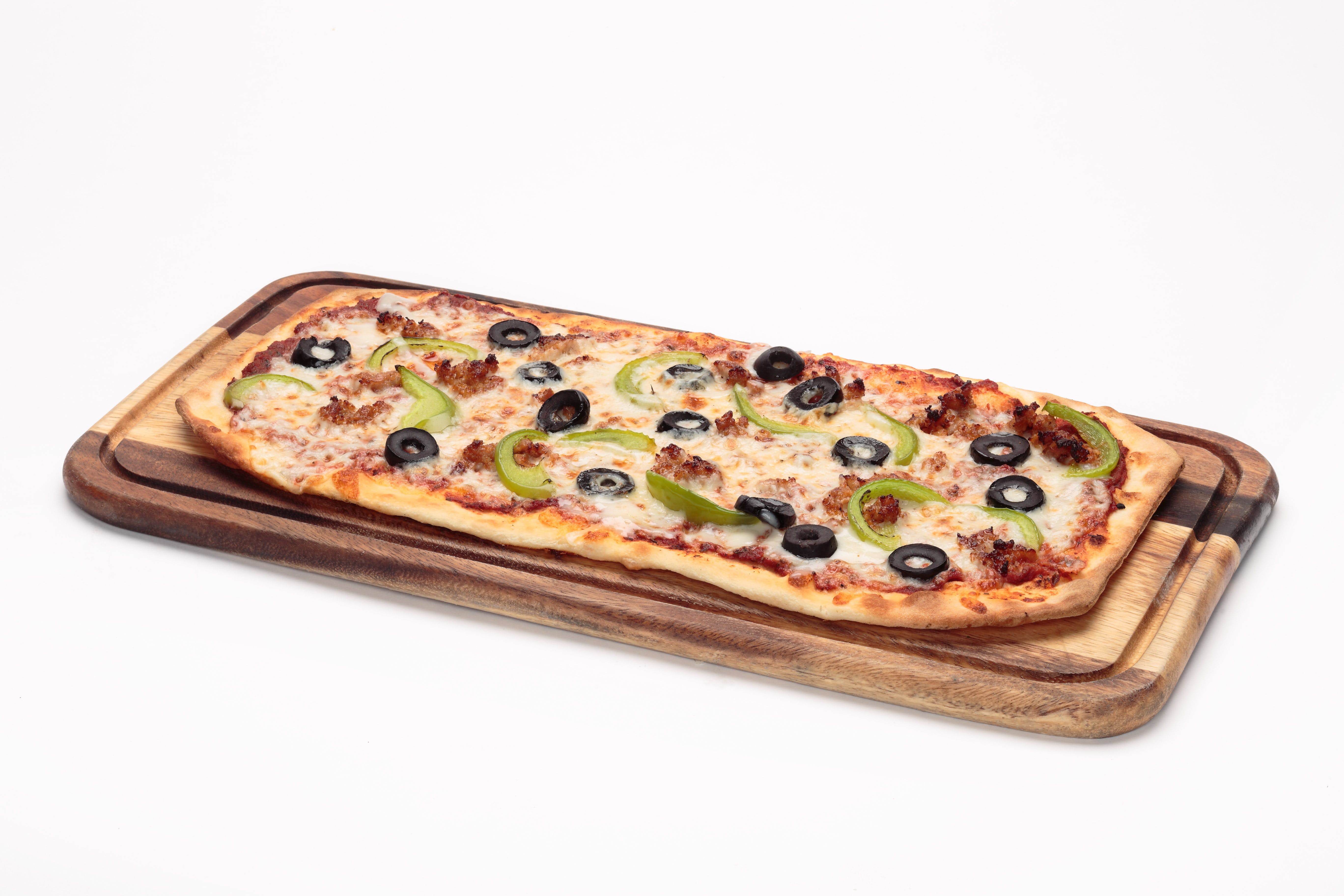 Order Italian Sausage Flatbread - Flatbread food online from Oggi Sports | Brewhouse | Pizza store, Garden Grove on bringmethat.com