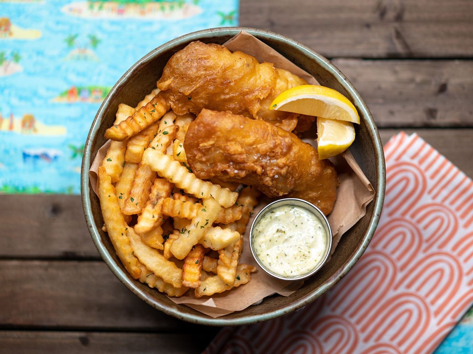 Order Two Pieces of Fried Cod + Fries food online from Sunset Beach Fish & Chips store, Burbank on bringmethat.com