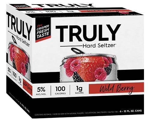 Order Truly wild berry Hard Seltzer - 6pk/12 fl oz Slim Cans food online from Windy City Liquor Market store, El Cajon on bringmethat.com