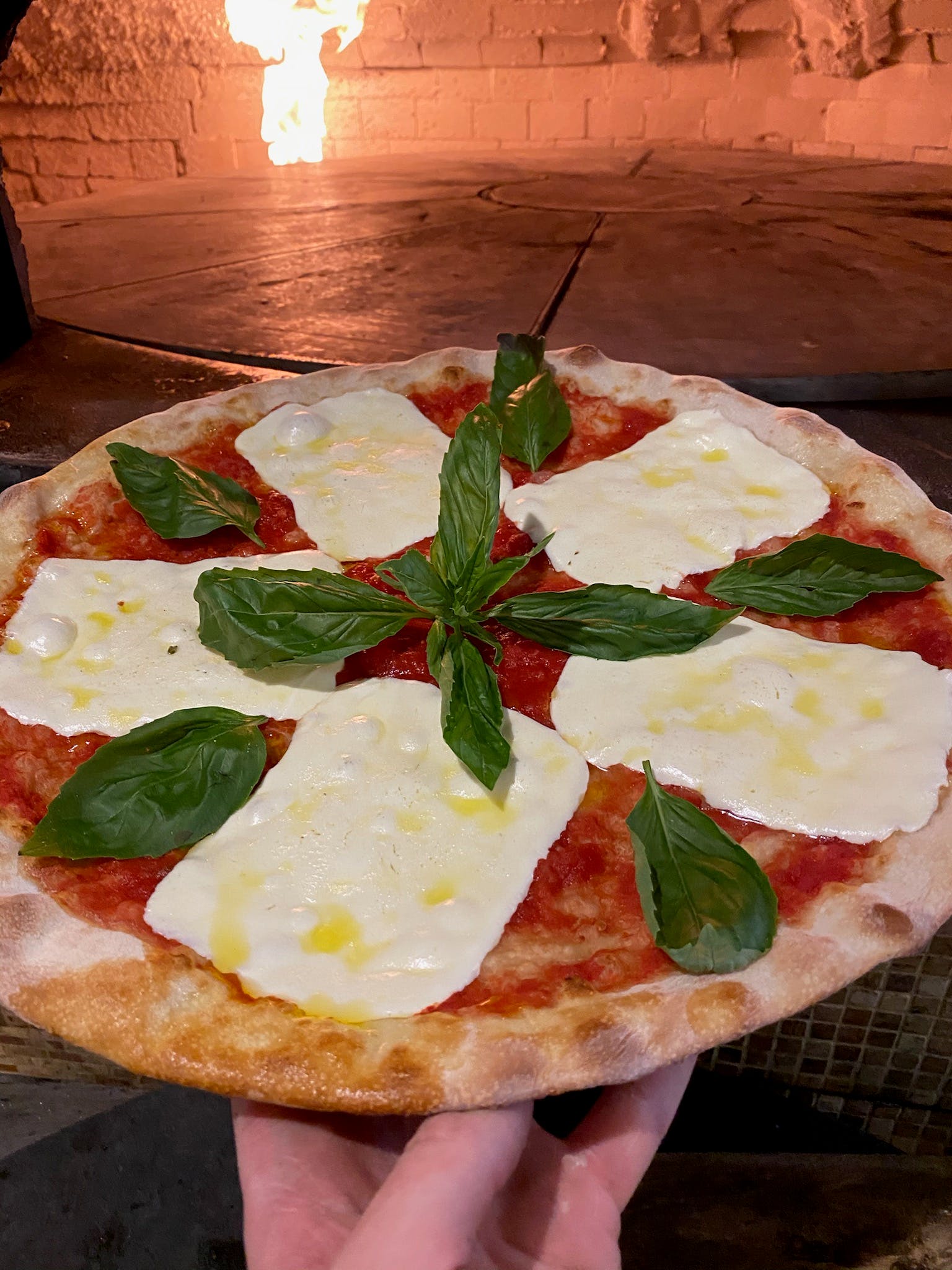 Order Margherita Round Pizza - Personal food online from Flames Woodfire Pizza store, Elmsford on bringmethat.com