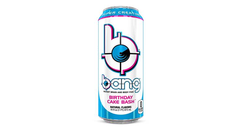 Order Bang Birthday Cake Energy Drink, 0 Calories, Sugar Free with Super Creatine food online from Star Variety store, Cambridge on bringmethat.com