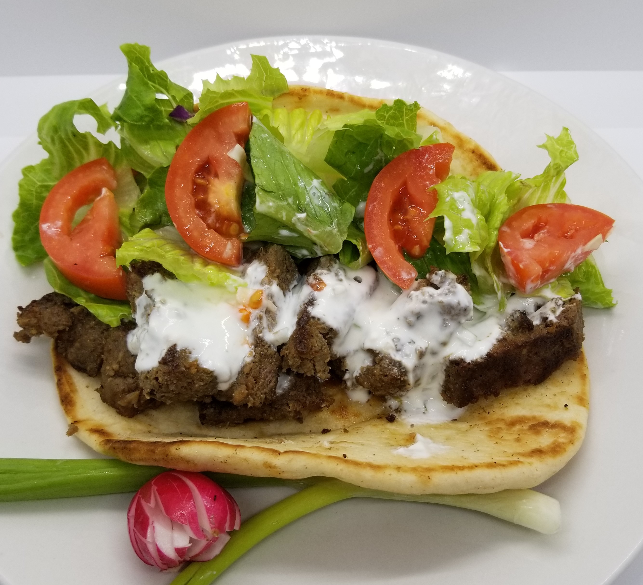 Order Ground Beef and Lamb Kabob on Pita food online from Peachtree Neighborhood Grill store, Nashville on bringmethat.com