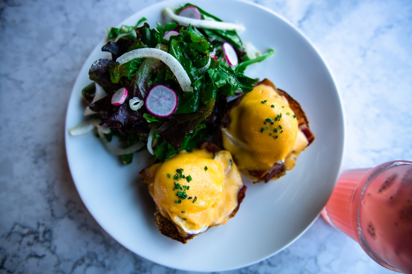 Order Eggs Benedict & Mixed Greens food online from Pho Cafe Plus store, Los Angeles on bringmethat.com