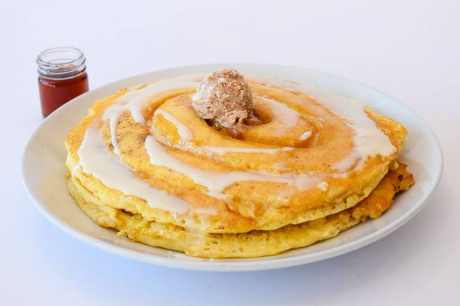 Order Cinnamon Roll Pancakes food online from Sunny Street Cafe store, Carrollton on bringmethat.com