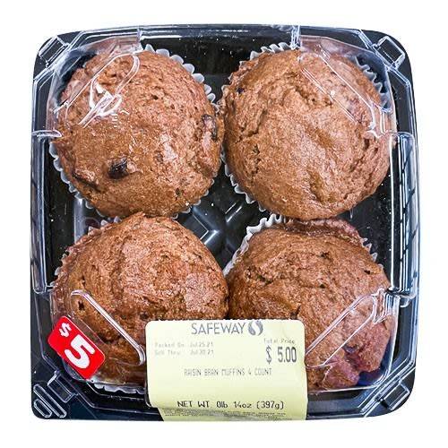 Order Raisin Bran Muffins (4 muffins) food online from Safeway store, Rehoboth Beach on bringmethat.com