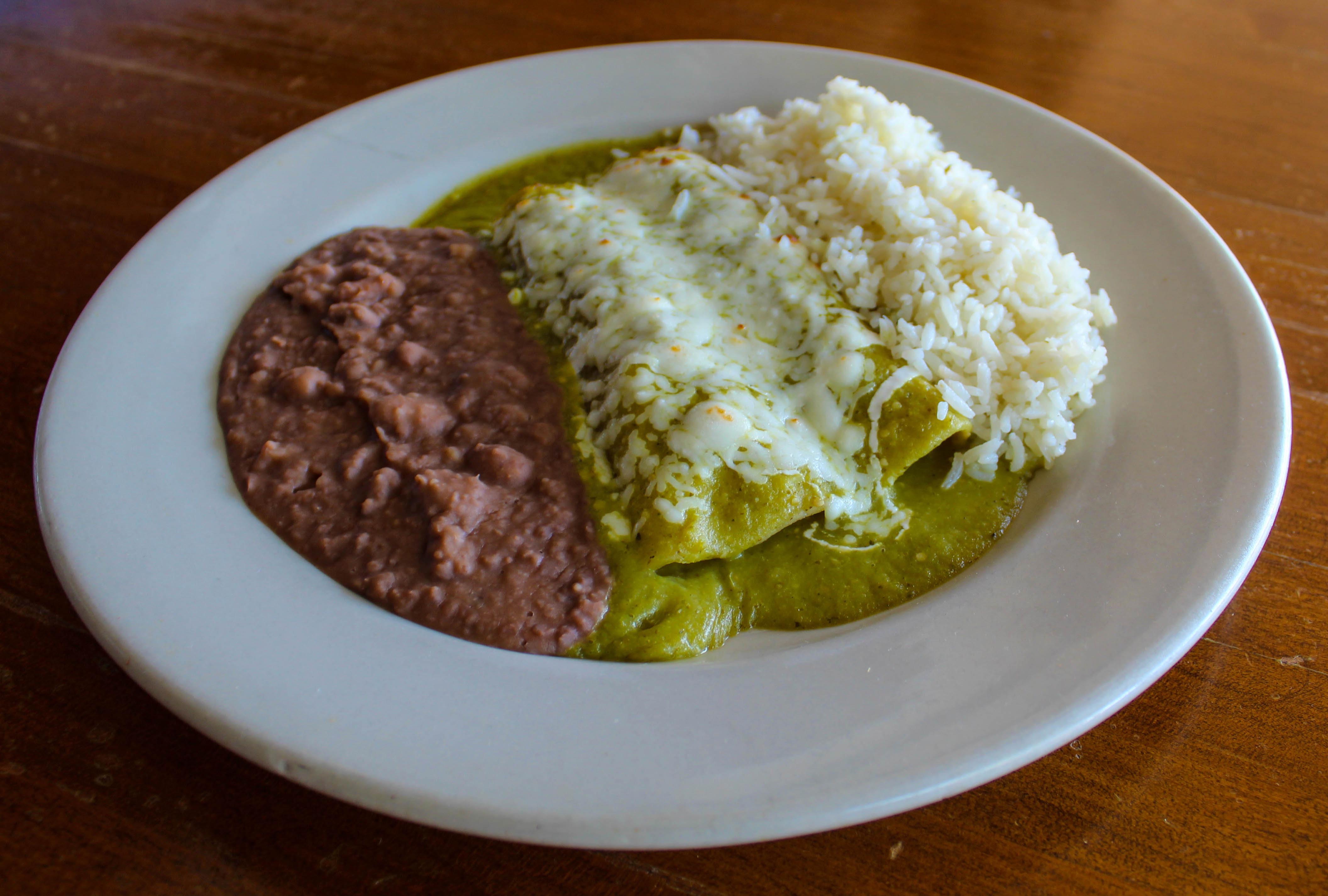 Order Verde Enchiladas food online from Las Palomas Restaurant & Bar store, Austin on bringmethat.com