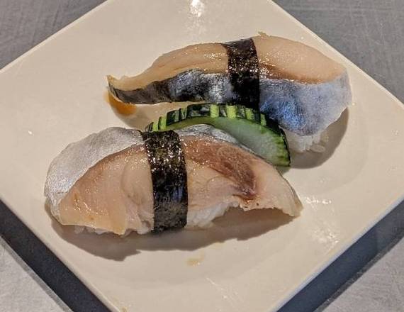 Order Saba (Mackerel) Nigiri food online from Jojo Sushi Bar & Restaurant store, Santa Rosa on bringmethat.com