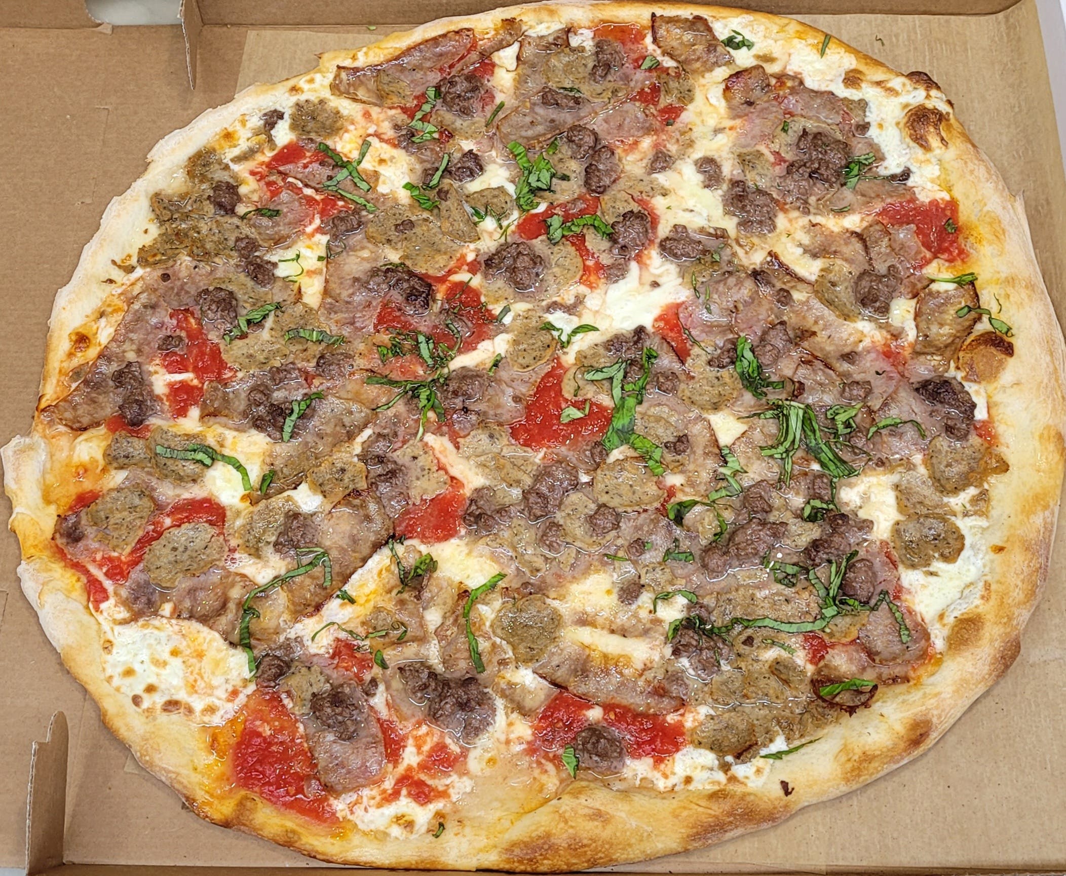 Order Meat Lovers Pizza - Small food online from Rhythm And Spice Pizzeria And Grill store, New Brunswick on bringmethat.com