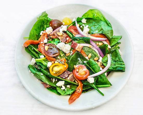 Order TUSCAN SPINACH SALAD food online from Aunt Rosella Wings & Things store, Menlo Park on bringmethat.com