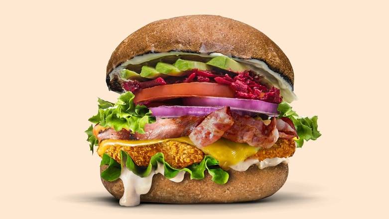 Order Avocado Beetroot Burger (Deluxe) food online from VeganBurg store, San Francisco on bringmethat.com