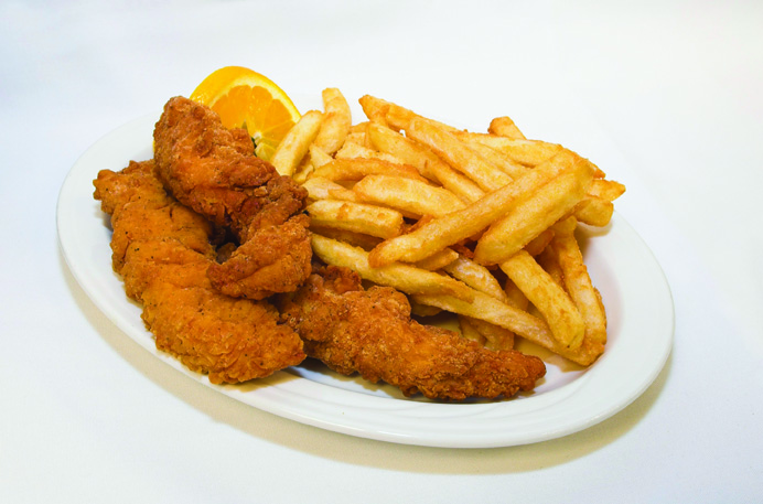Order 3 Chicken Strips with Crispy Fries food online from Pizza Boli's store, Lutherville Timonium on bringmethat.com