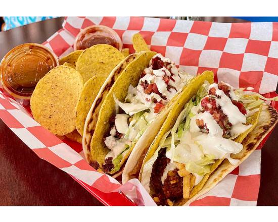 Order Double Trouble Tacos food online from Tree Hugger Kitchen store, Riverside on bringmethat.com