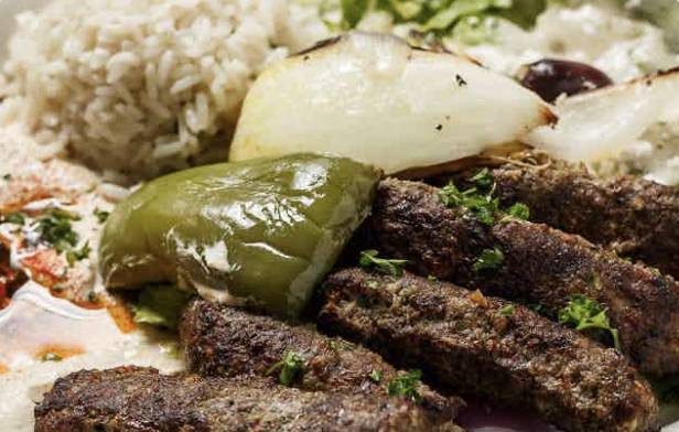 Order Kafta Kabob Plate food online from Albasha Greek & Lebanese Café store, Covington on bringmethat.com