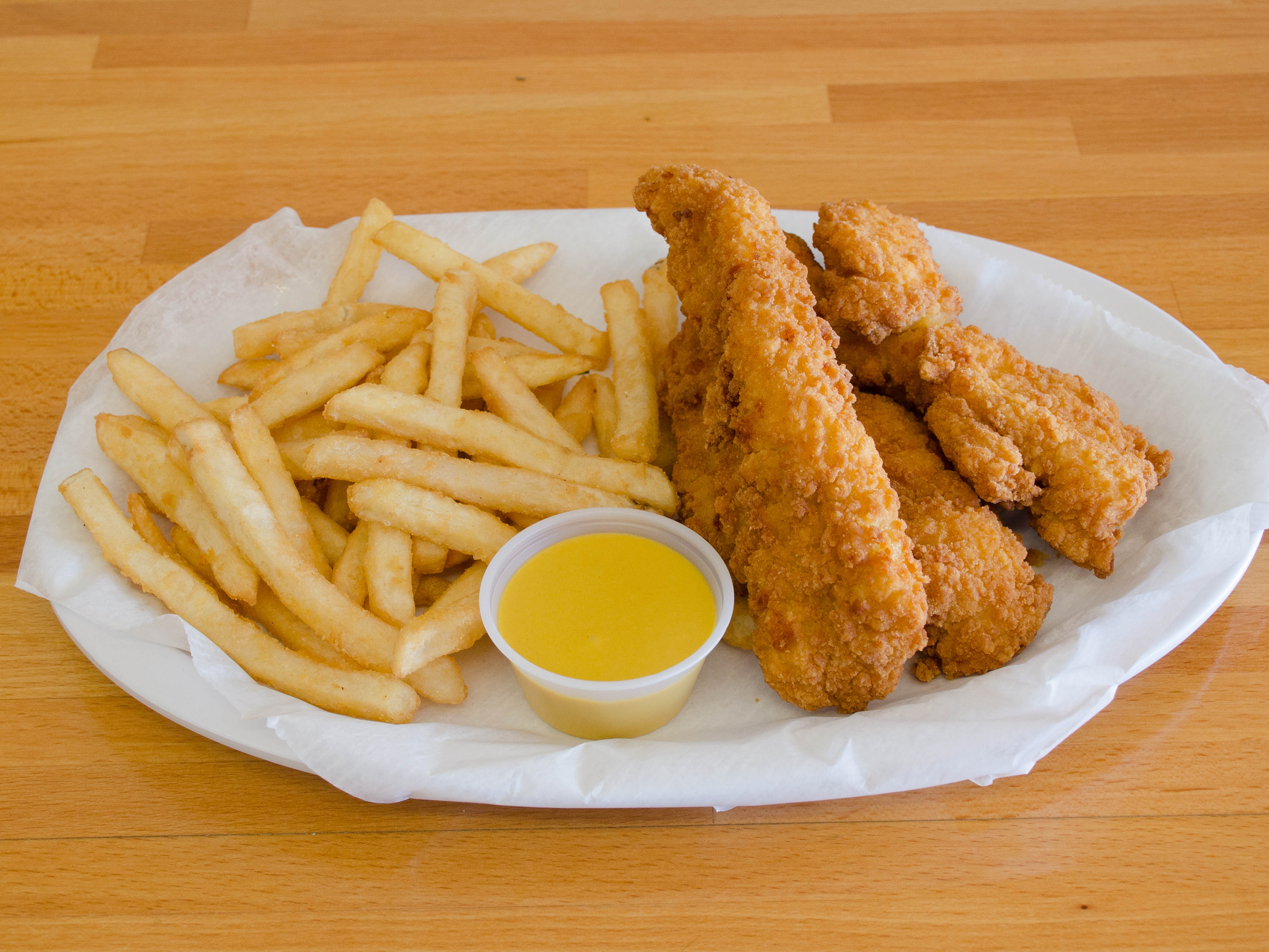 Order Kids 4 Pieces Chicken Fingers food online from P.S. Burgers store, Mineola on bringmethat.com