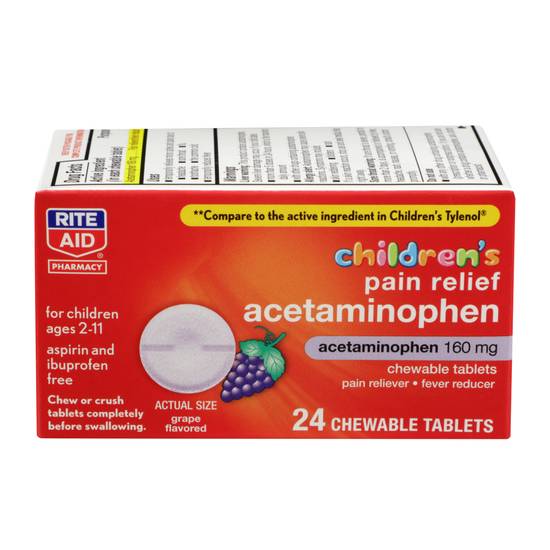 Order Rite Aid Pharmacy Children's Acetaminophen Chewable Tablets 160mg (24 ct) food online from Rite Aid store, Camden on bringmethat.com