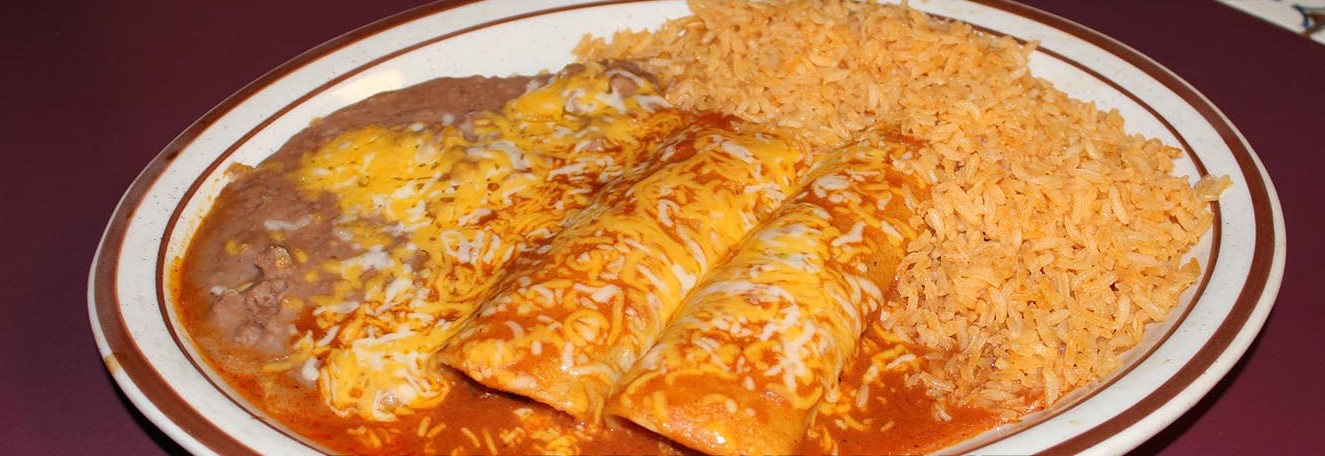 Order 2 Items with Rice and Beans Plate food online from Burrito Factory store, Sunland on bringmethat.com