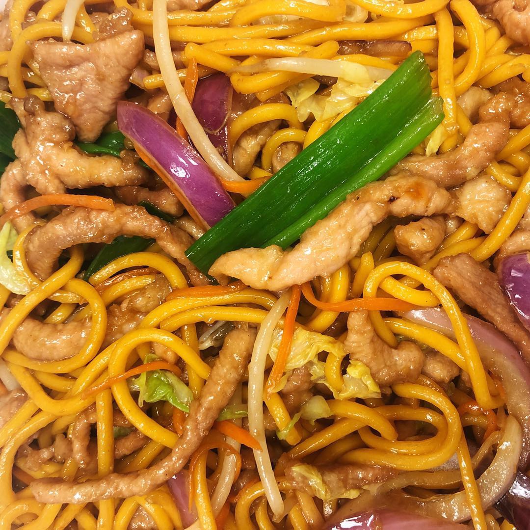 Order Pork Chow Mein Noodle food online from China A Go Go (Losee) store, North Las Vegas on bringmethat.com