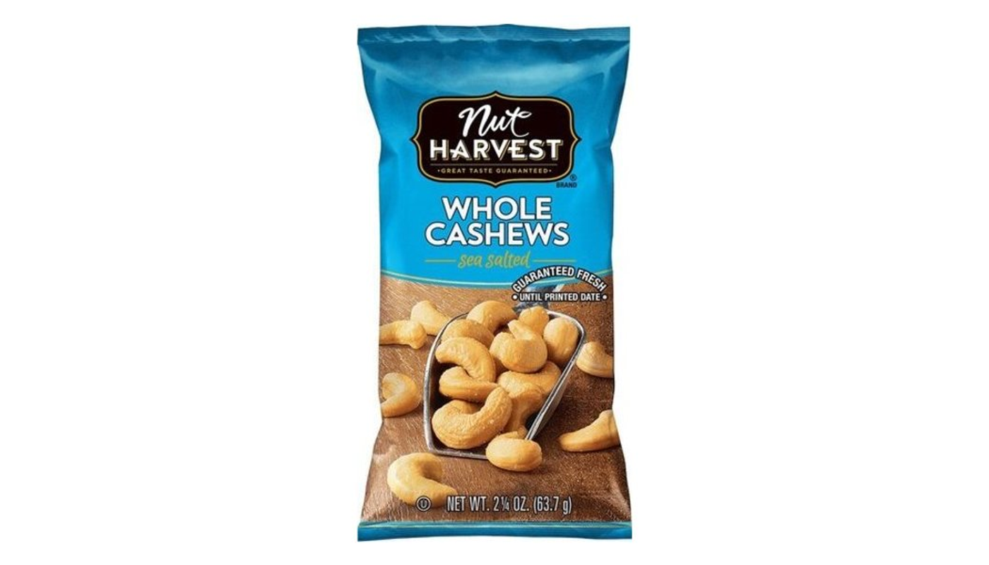 Order Nut Harvest Whole Cashews Sea Salted 2.25oz food online from Oceanview Liquor store, Hermosa Beach on bringmethat.com