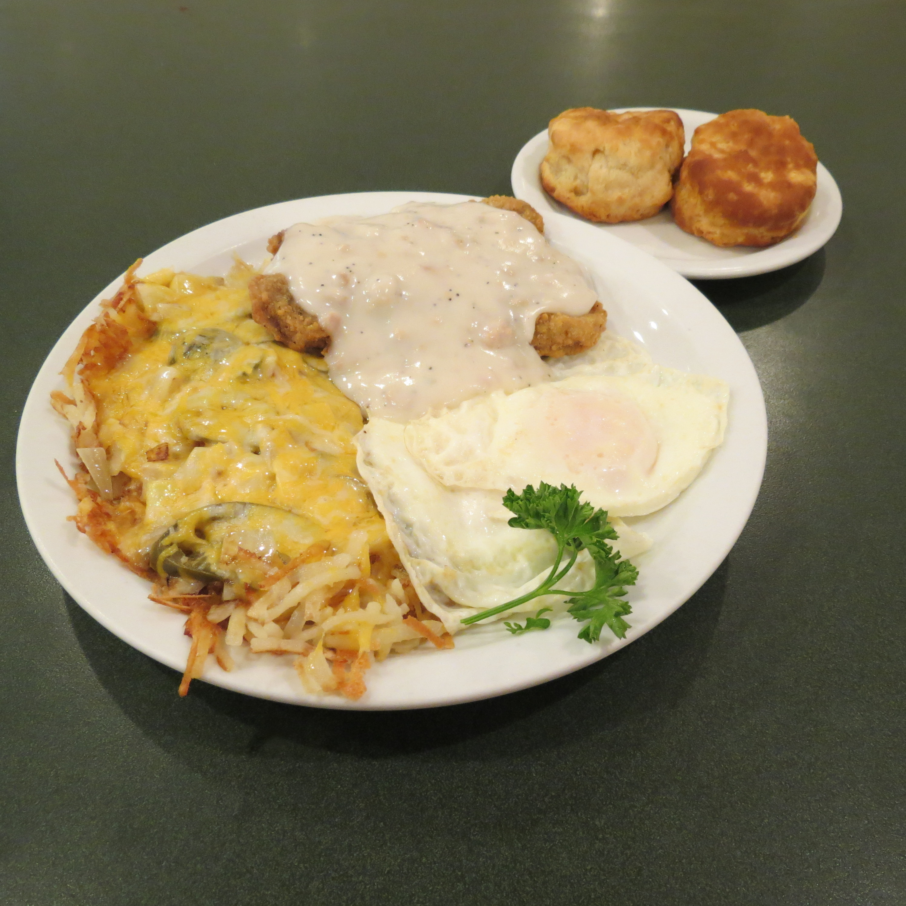 Order Country Fried Steak and Eggs food online from Grand Day Cafe store, Columbus on bringmethat.com