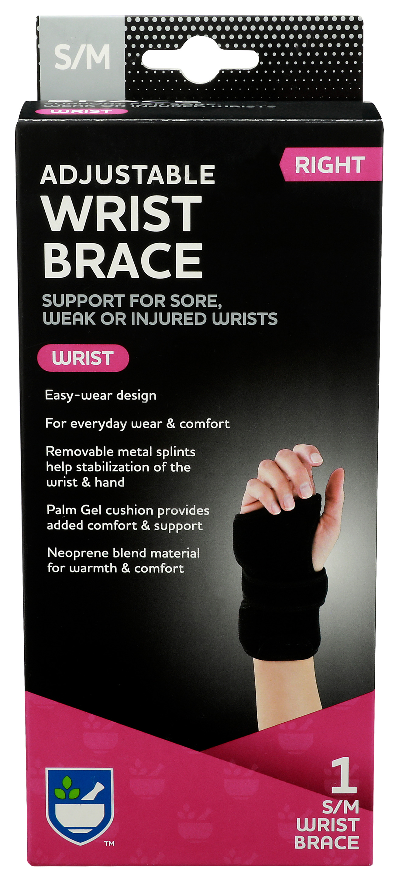 Order Rite Aid Wrist Brace for Right Hand with Adjustable Straps, Size Small/Medium- Pack of 1 food online from Rite Aid store, REEDLEY on bringmethat.com