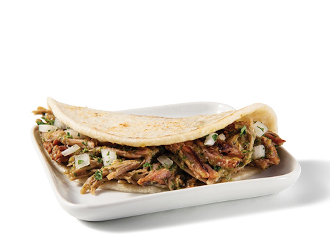 Order Hatch Chile Pork Taco food online from Taco Cabana store, Waxahachie on bringmethat.com