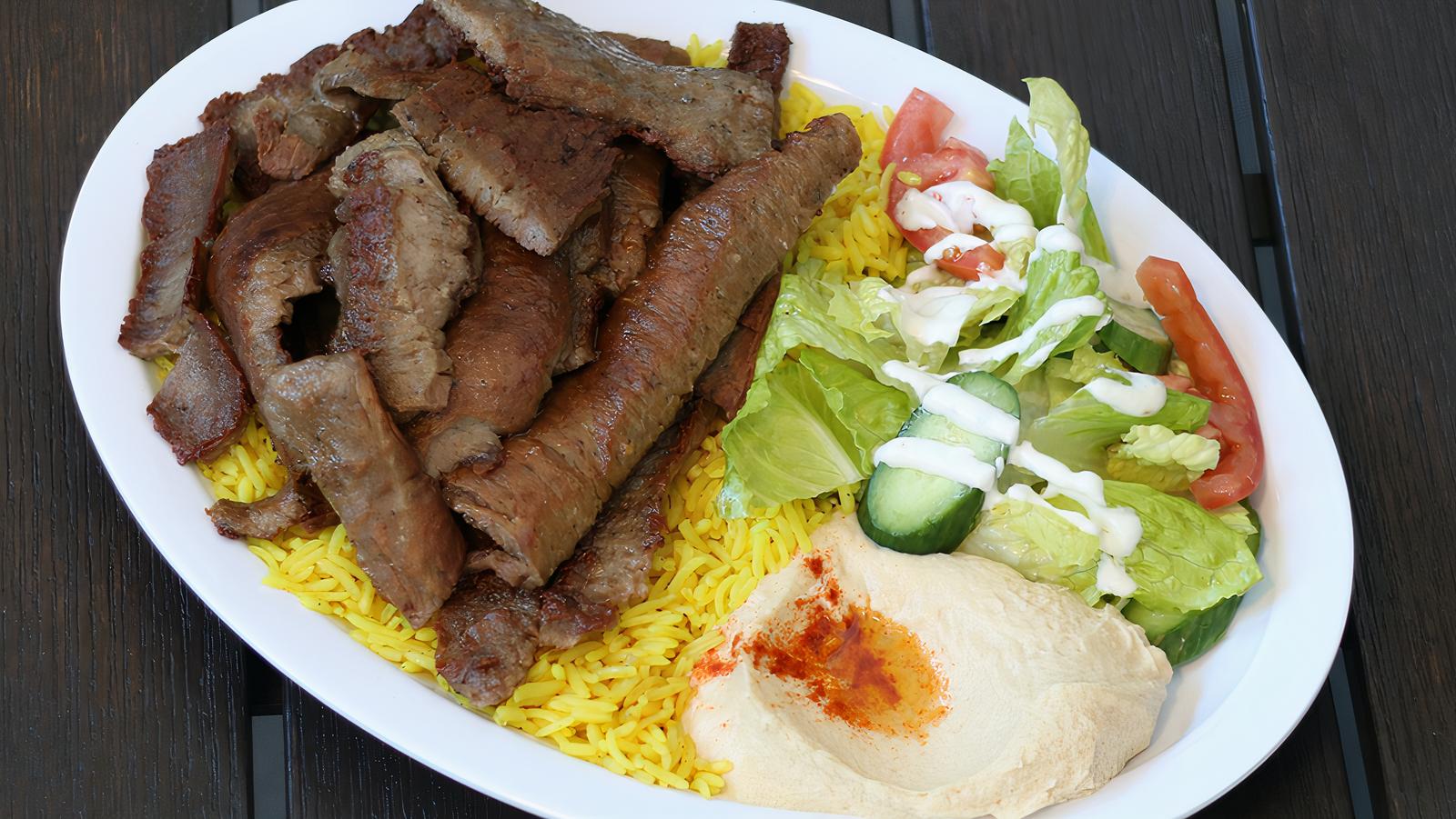 Order 5. Gyro Meat Platter food online from The Green Olive store, Long Beach on bringmethat.com