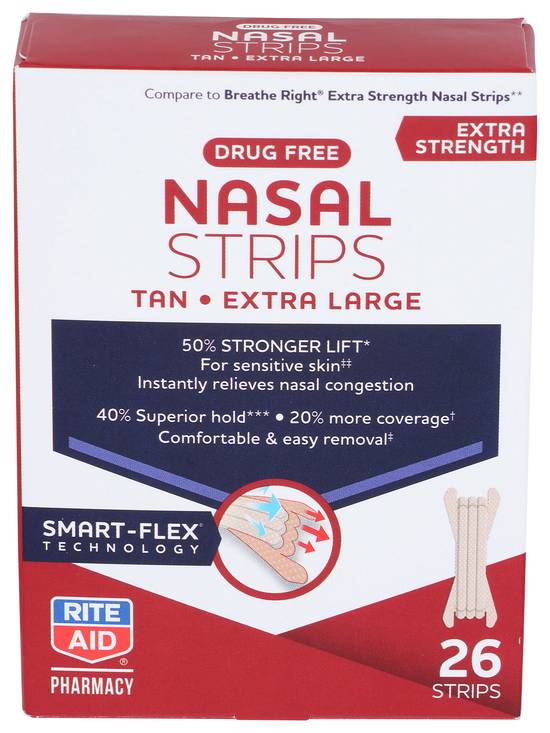 Order Rite Aid Nasal Strips Tan Extra (26 ct) food online from Rite Aid store, Cortland on bringmethat.com