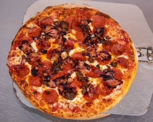 Order Meat Lovers Pizza food online from New York Pizza Faktory & Grill store, Tustin on bringmethat.com