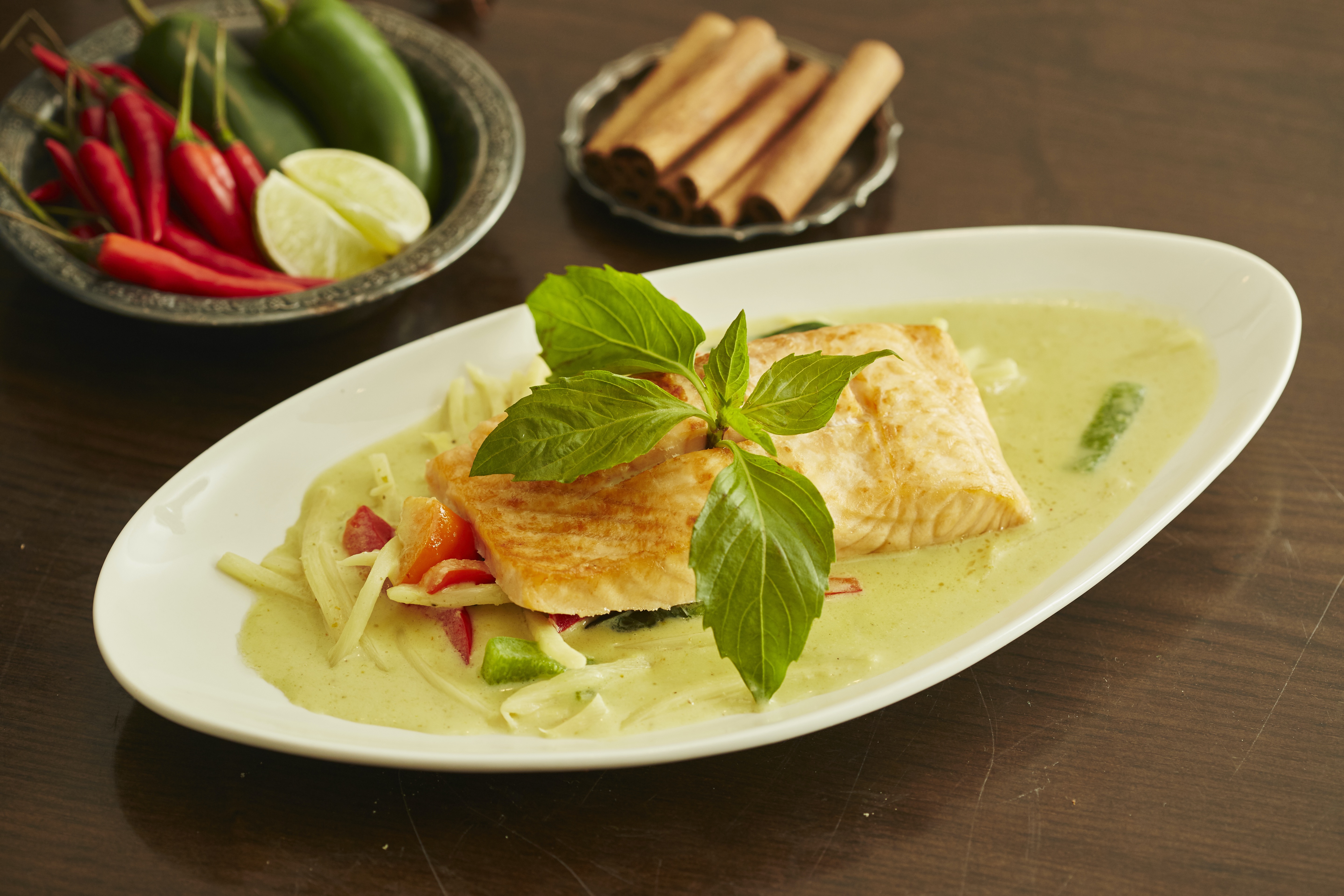 Order Salmon with Green Curry food online from China Spice NYC store, New York on bringmethat.com