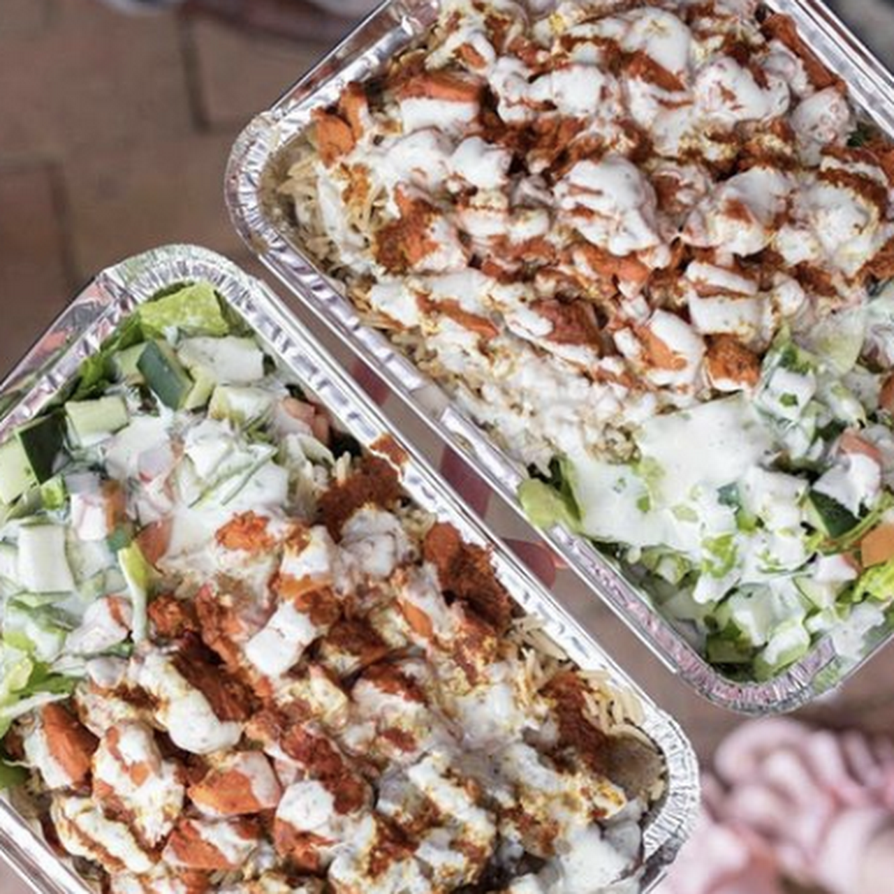 Order Combo Chicken and Lamb Gyro Bowl with Rice and Salad food online from Aladdin's Kitchen store, Washington on bringmethat.com