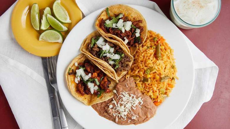 Order Taco Dinner food online from Taqueria Los Comales store, Chicago on bringmethat.com