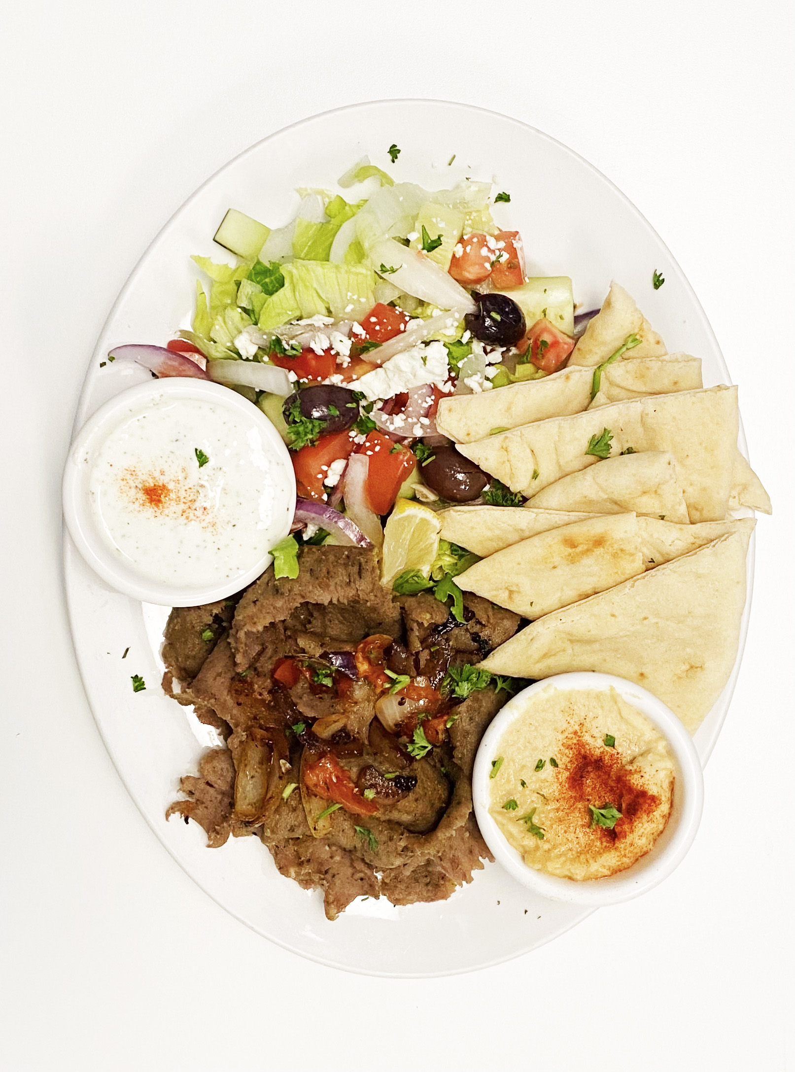 Order Gyro Plate food online from Santorini Gyro Greek Food store, Cathedral City on bringmethat.com