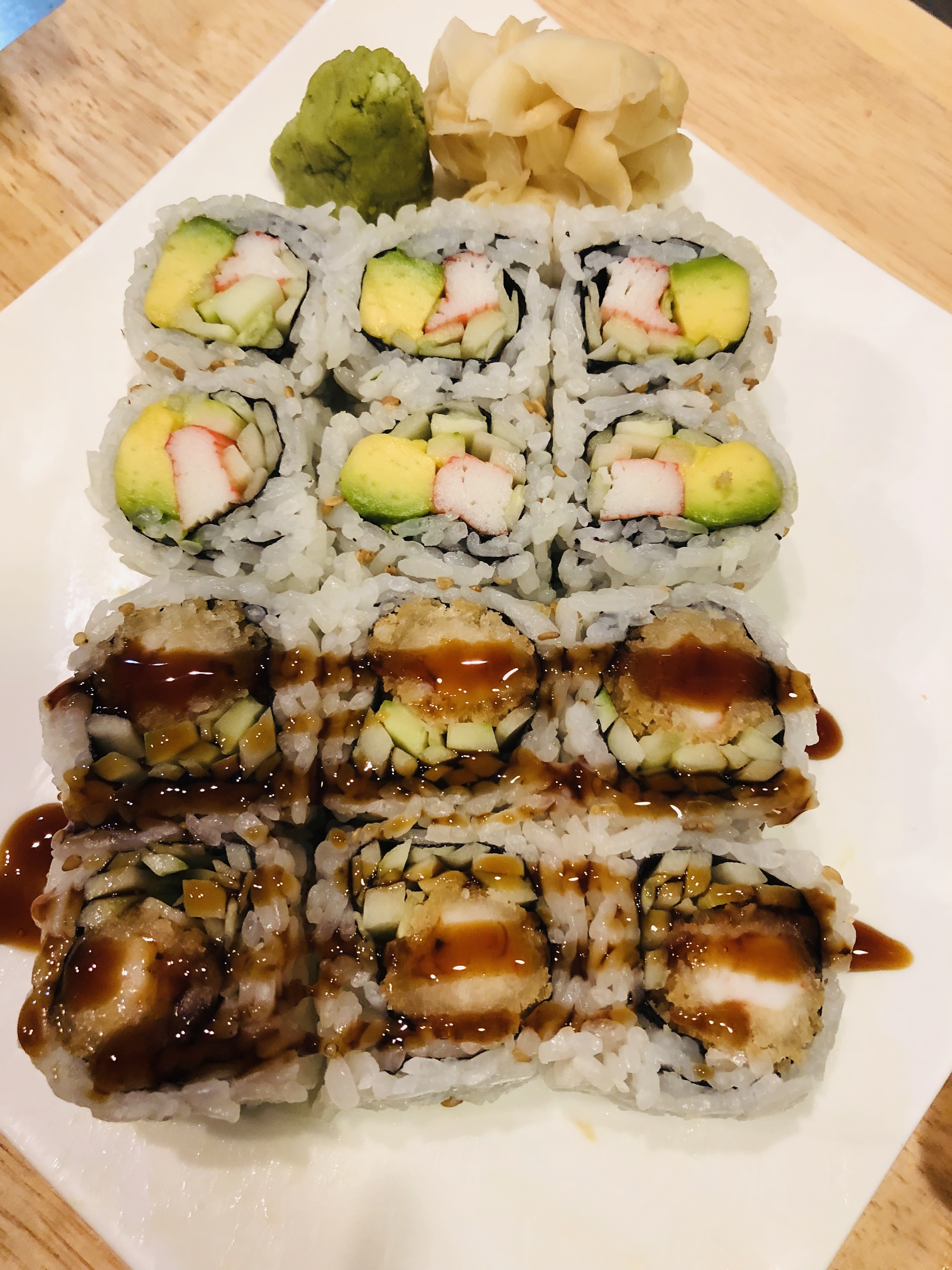 Order C9. California Roll and Shrimp Tempura Roll food online from Sumo Japanese Restaurant store, Brooklyn on bringmethat.com