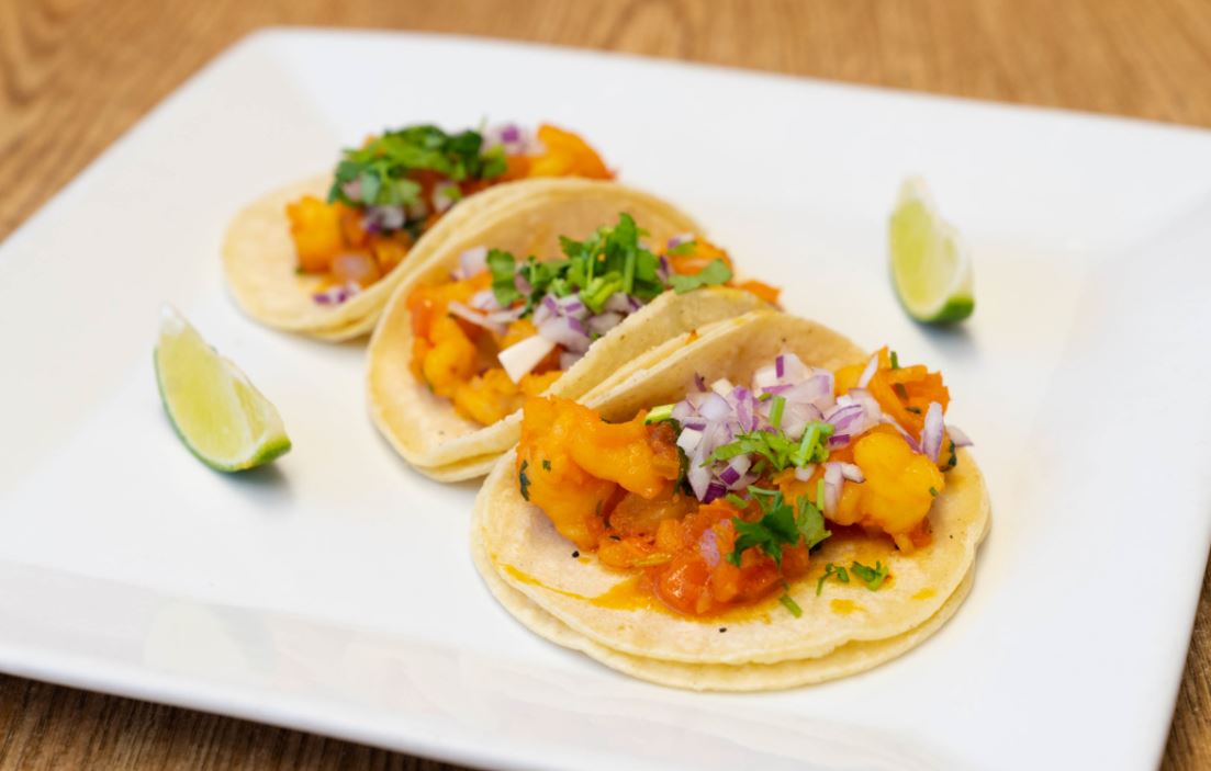 Order 3 Shrimp Tacos food online from Los Paisanos Catering store, Somerville on bringmethat.com