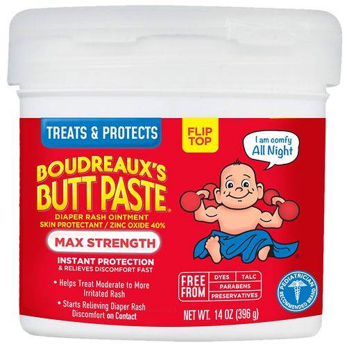 Order Boudreaux's Butt Paste Diaper Rash Ointment, Maximum Strength - 14.0 oz food online from Walgreens store, Elkhart on bringmethat.com