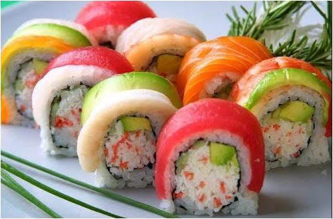 Order S11. Rainbow Maki food online from Yiku Sushi store, Gaithersburg on bringmethat.com