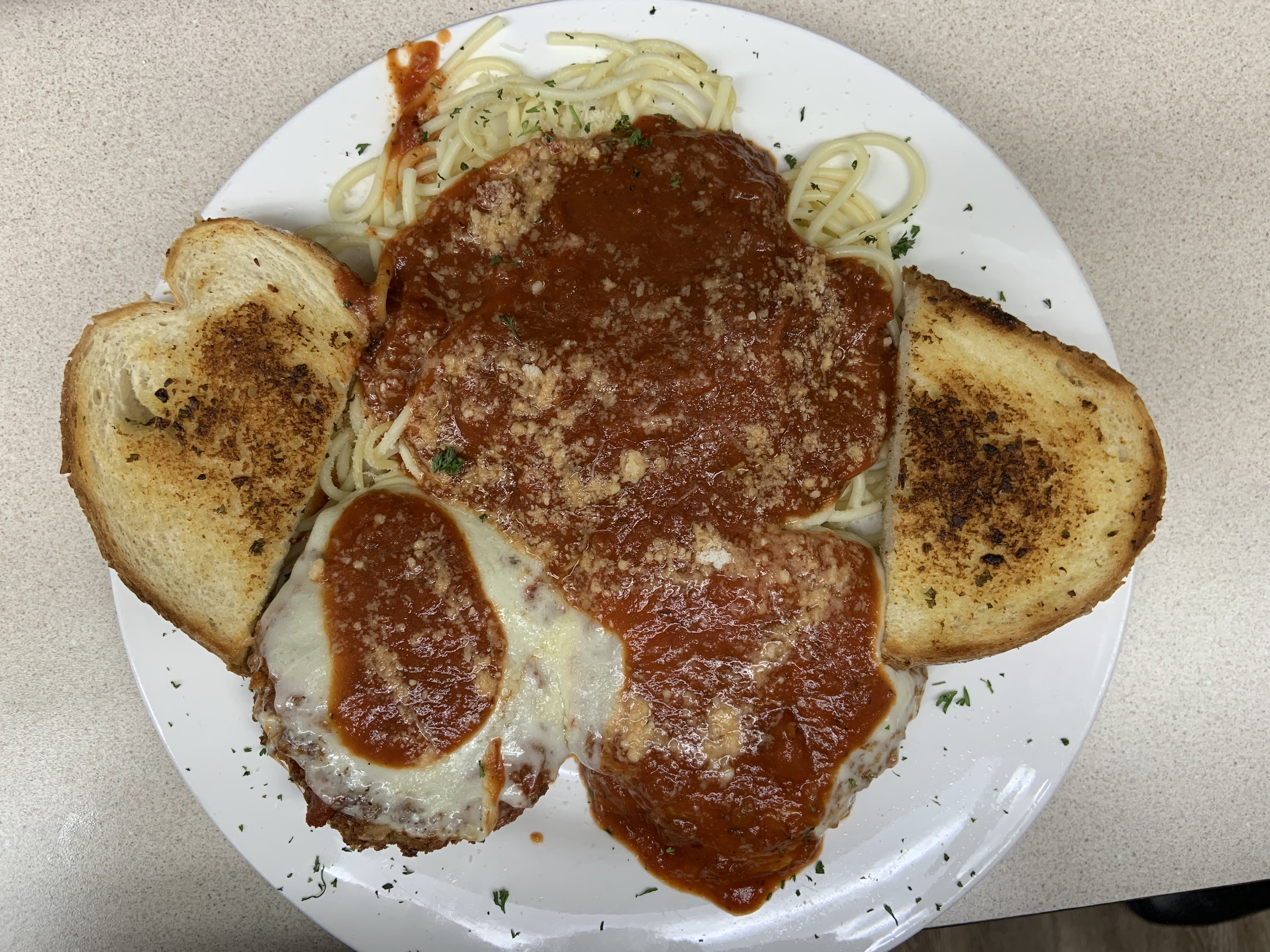 Order Chicken Parmesan Dinner food online from North East Family Restaurant store, North East on bringmethat.com