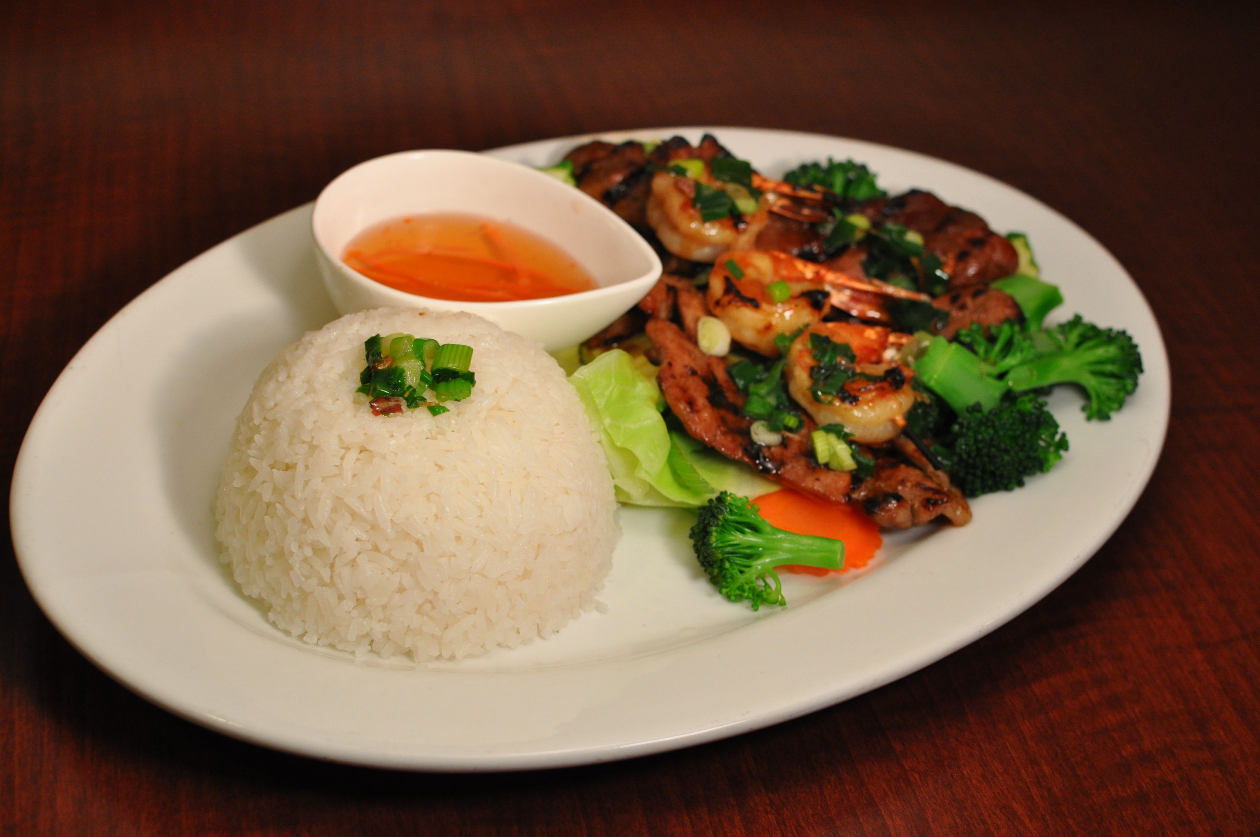 Order D3. Pork & Shrimp Platter food online from Dang Vietnamese Restaurant store, Bend on bringmethat.com
