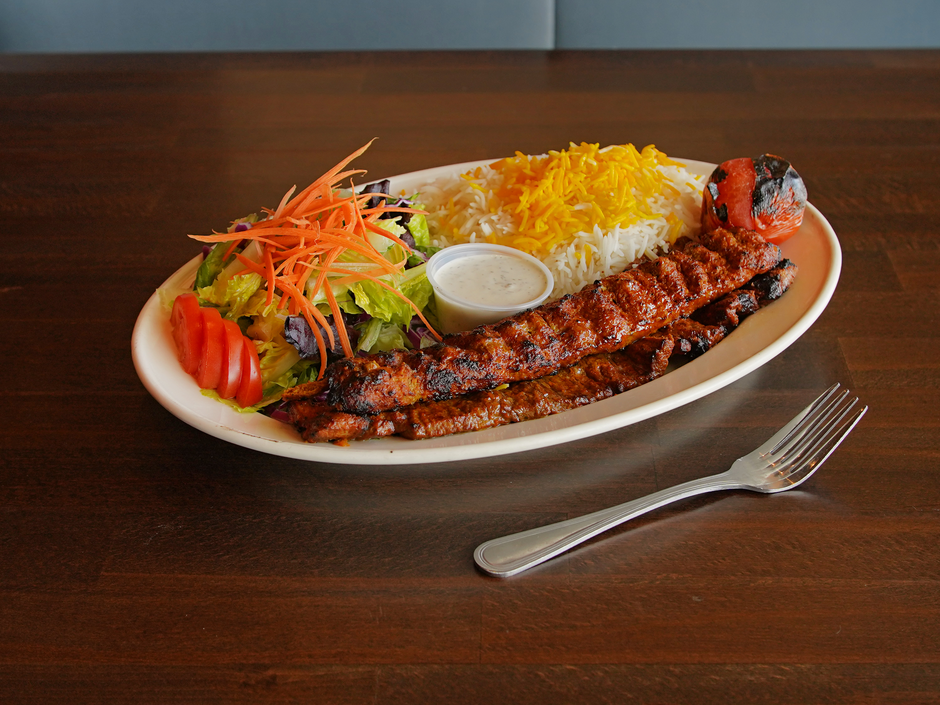 Order 29. Beef Soltani Kabob food online from Ali Baba Persian Restaurant store, Granada Hills on bringmethat.com