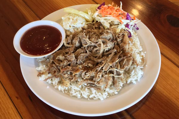 Order 10. Kalua Pulled Pork Plate food online from Ron Island Grill store, Eugene on bringmethat.com