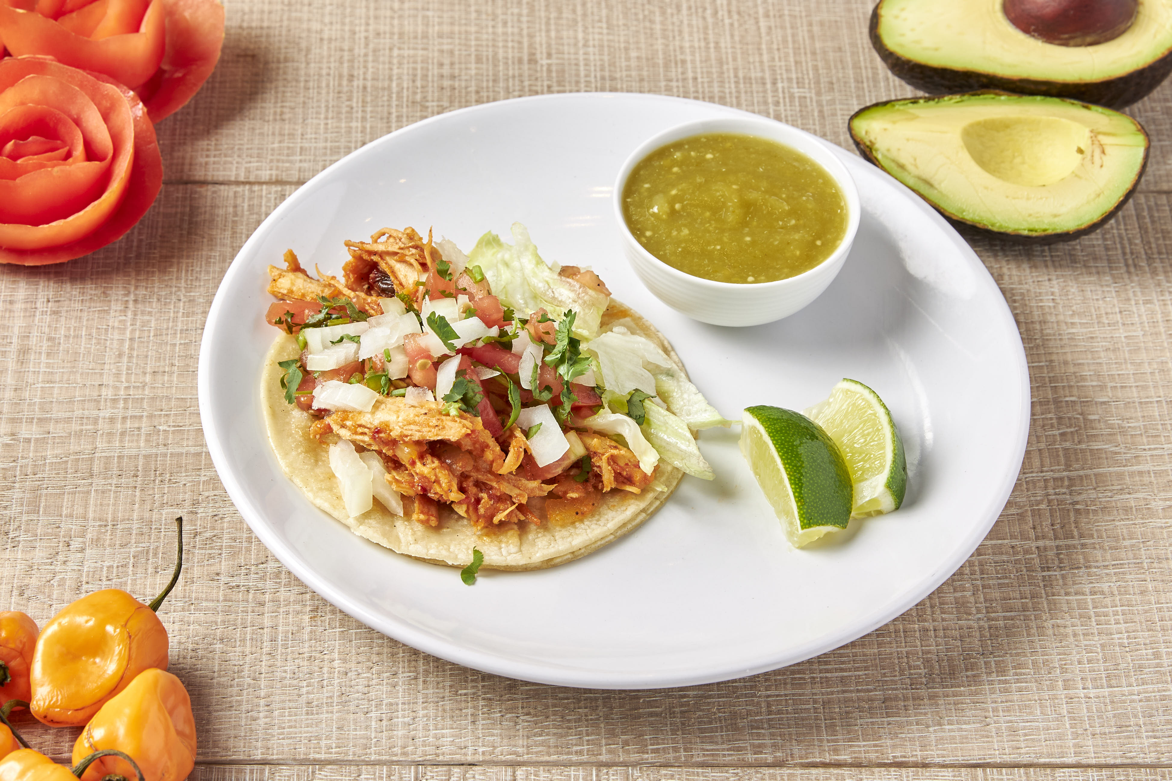 Order Tangy Chicken Tinga Taco food online from Market Creations store, Chicago on bringmethat.com