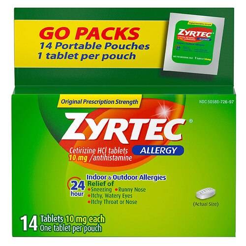 Order Zyrtec 24 Hour Allergy Relief Tablets, Cetirizine - 14.0 ea food online from Walgreens store, Forney on bringmethat.com