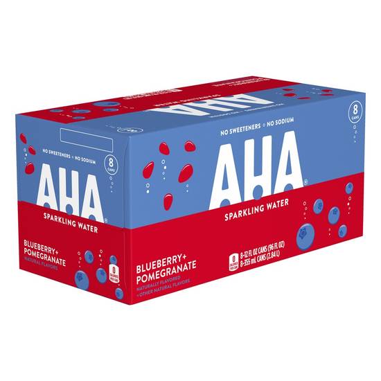 Order Aha Sparkling Water Blueberry Pomegranate Cans (12 oz x 8 ct) food online from Rite Aid store, PITTSBURGH on bringmethat.com