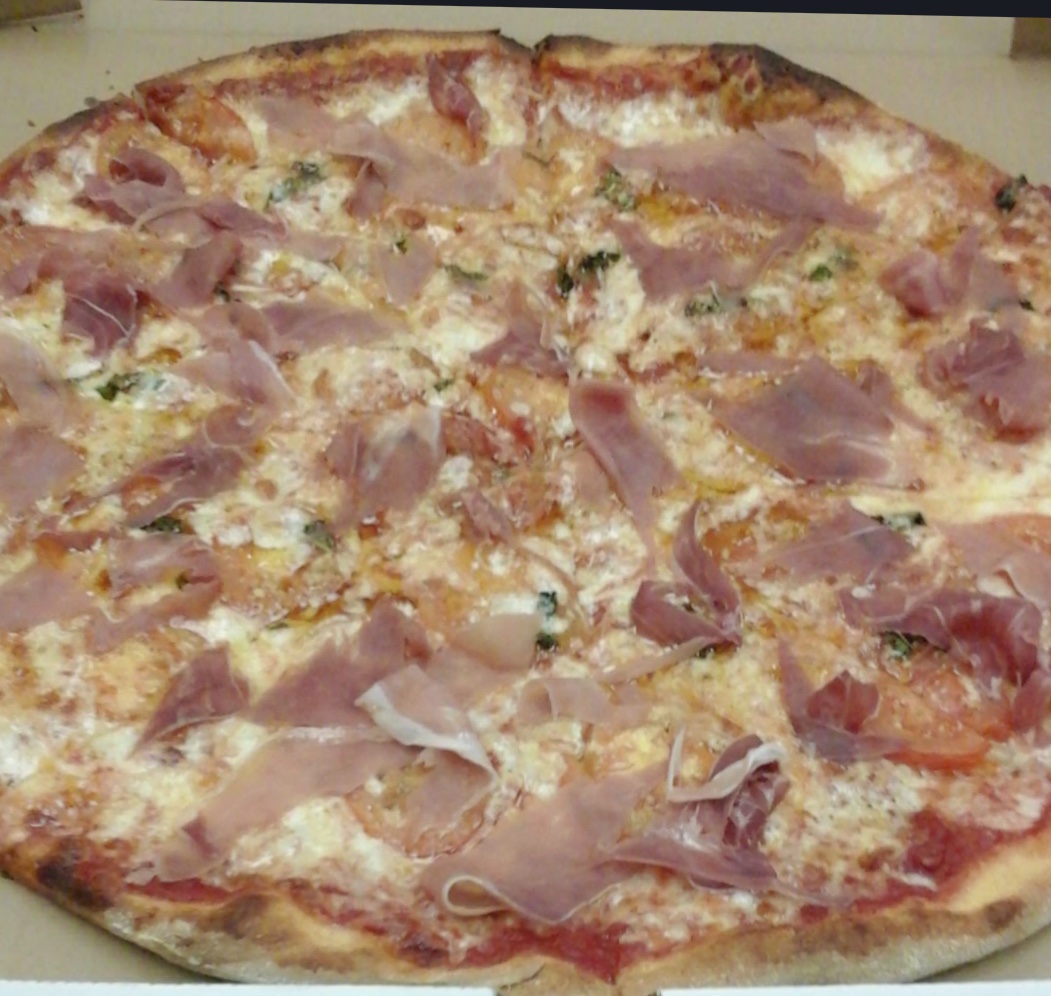 Order 18" Prosciutto and Pomodori Pizza food online from Saverio Pizzeria store, Anchorage on bringmethat.com