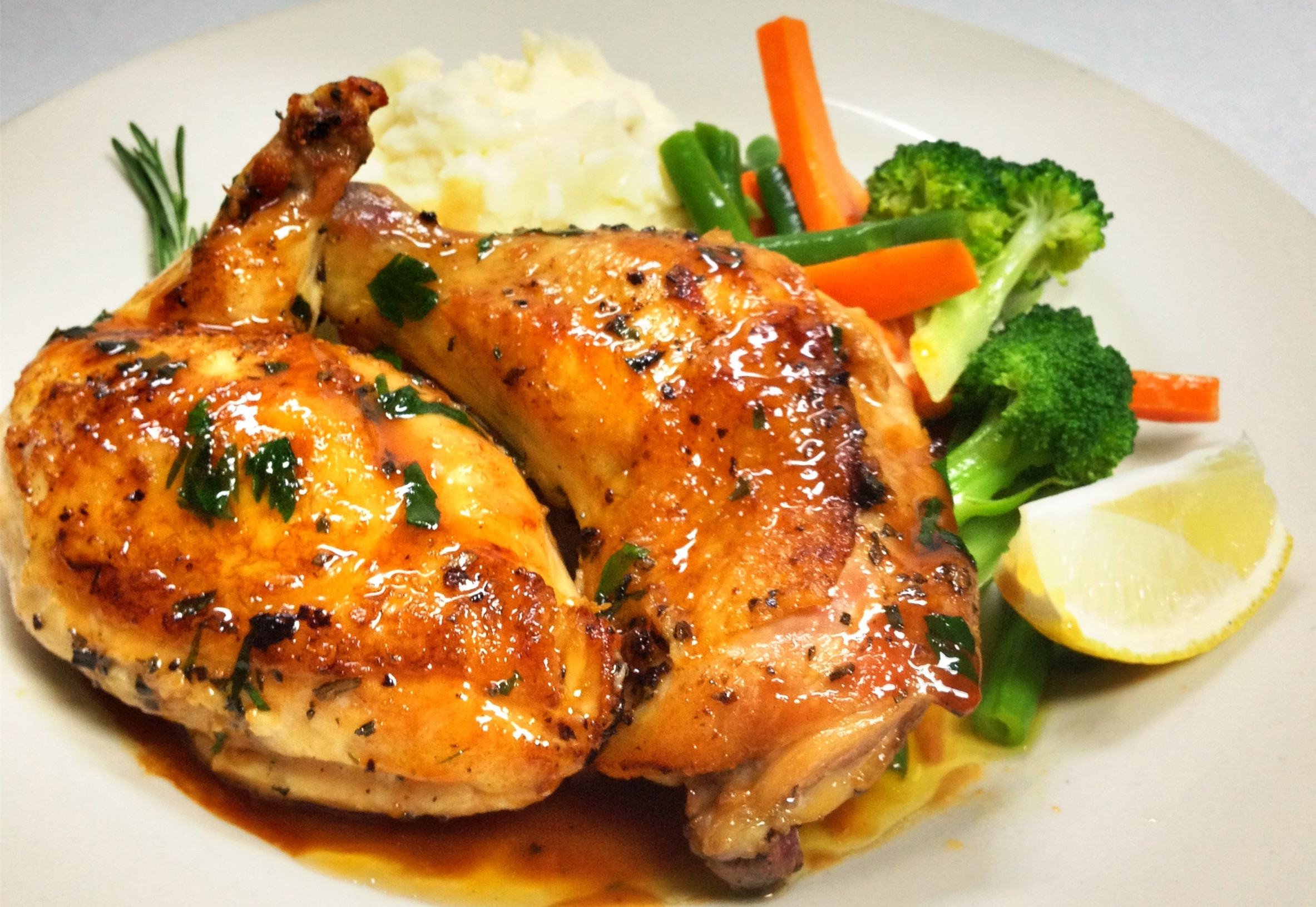 Order M2. Roasted Chicken with Rosemary and Garlic food online from Pomodoro store, New York on bringmethat.com