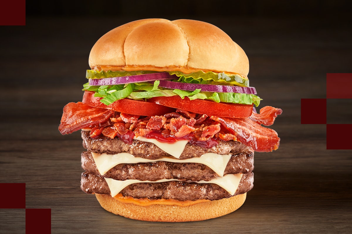 Order Triple Smoky BBQ Bacon Buford food online from Rally's Hamburgers store, Brook Park on bringmethat.com