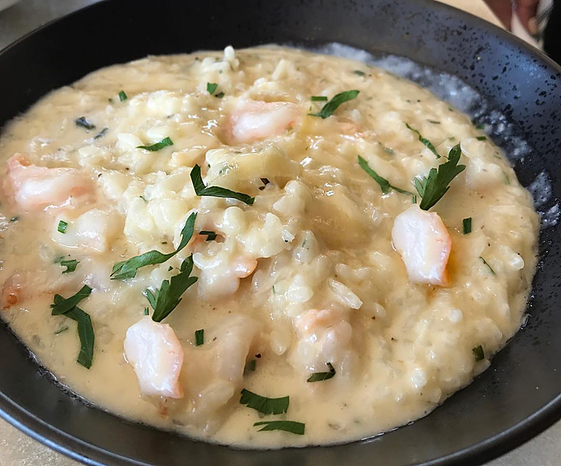 Order Garlic Shrimp Risotto food online from Stokin' Goat store, Omaha on bringmethat.com